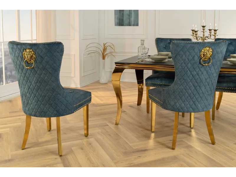 Fauteuil baroque en velours gris style capitonné Chaises de salle à...