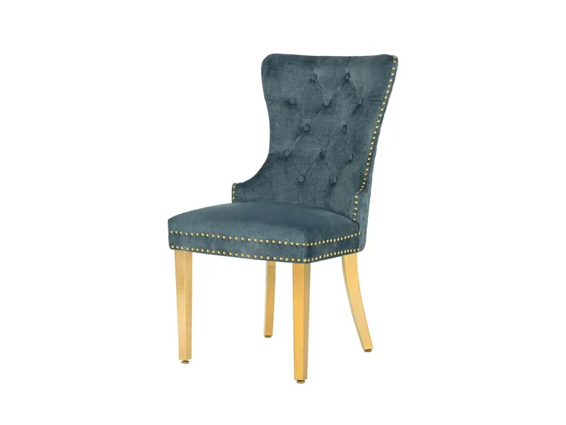 Fauteuil baroque en velours gris style capitonné Chaises de salle à...