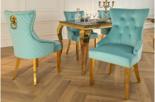 Fauteuil baroque en velours gris style capitonné Chaises de salle à...