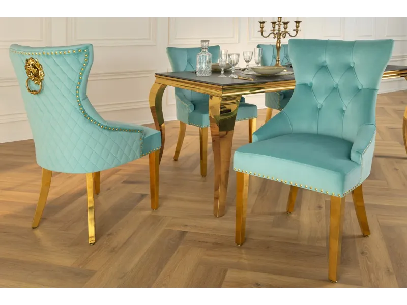 Fauteuil baroque en velours gris style capitonné Chaises de salle à...