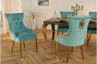 Fauteuil baroque en velours gris style capitonné Chaises de salle à... 2