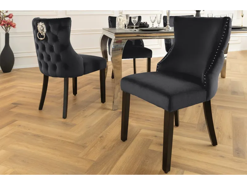 Chaise de salle à manger design baroque coloris gris argenté home |...