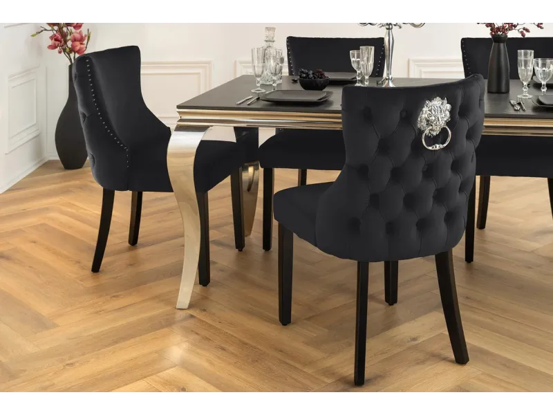 Chaise de salle à manger design baroque coloris gris argenté home |...