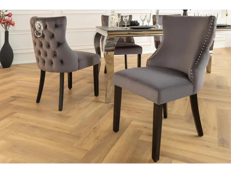 Chaise de salle à manger design baroque coloris gris argenté home |...