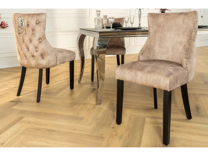 Chaise de salle à manger design baroque coloris gris argenté home |...