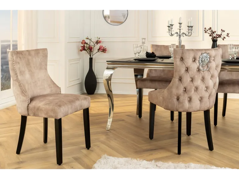 Chaise de salle à manger design baroque coloris gris argenté home |...