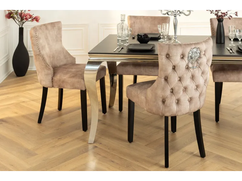 Chaise de salle à manger design baroque coloris gris argenté home |...