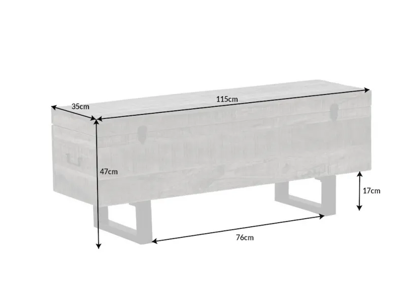 Banc coffre FACTORY LOFT – 115 cm – Bois d’acacia gris