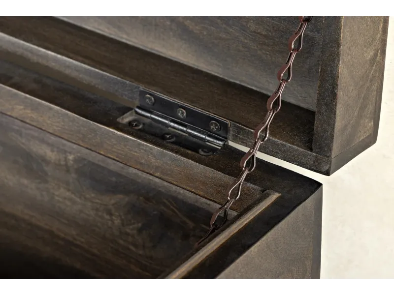 Banc coffre FACTORY LOFT – 115 cm – Bois de manguier taupe marron