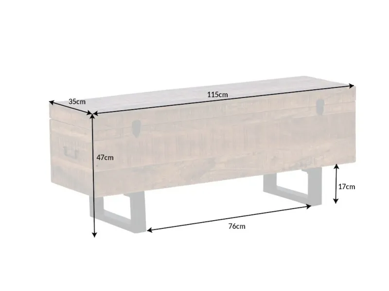 Banc coffre FACTORY LOFT – 115 cm – Bois de manguier naturel