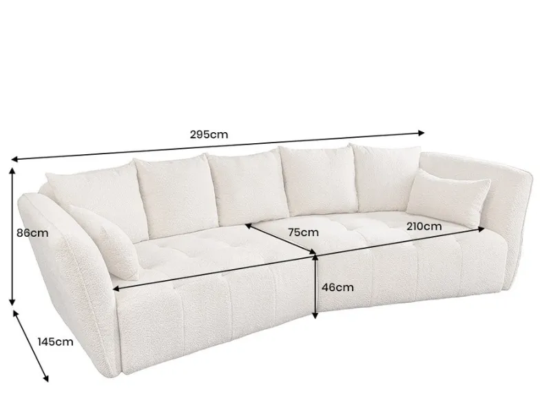 Canapé ROYAL 295 cm XL bouclé gris – Adenia Home