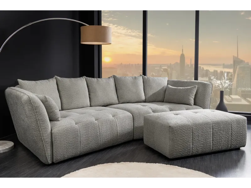 Canapé ROYAL 295 cm XL bouclé gris – Adenia Home