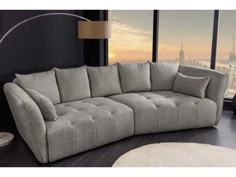 Canapé ROYAL 295 cm XL bouclé gris – Adenia Home