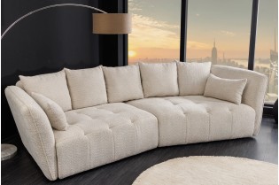 Canapé ROYAL 295 cm XL bouclé champagne beige – Adenia Home 2