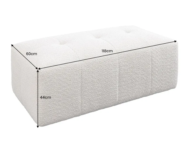 Tabouret ROYAL 120 cm bouclé champagne beige – Adenia Home