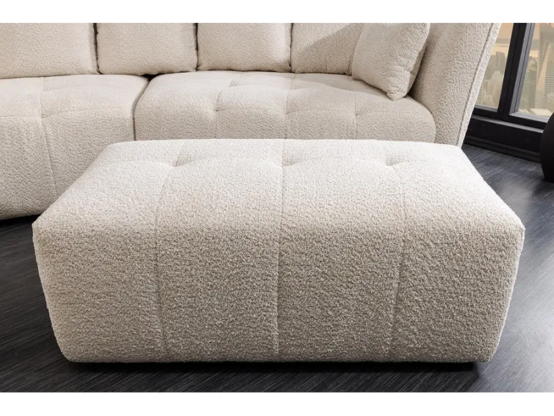 Tabouret ROYAL 120 cm bouclé champagne beige – Adenia Home