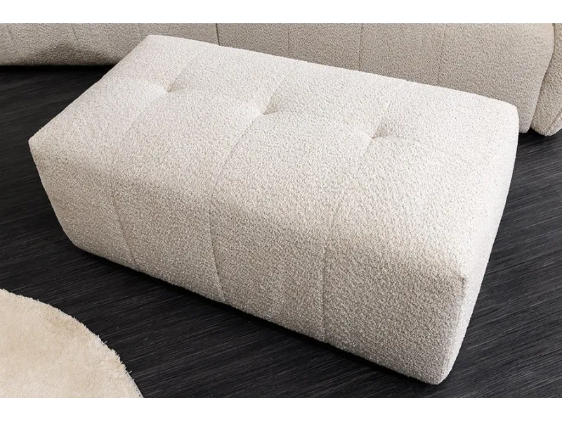 Tabouret ROYAL 120 cm bouclé champagne beige – Adenia Home