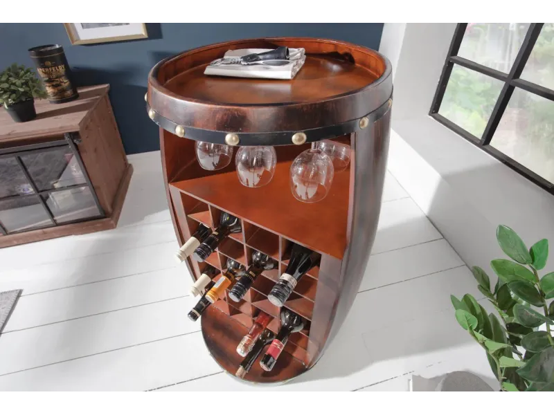 Étagère à vin BODEGA 100 cm – En sapin massif brun pour 24 bouteilles