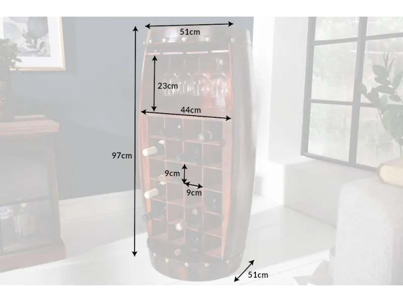 Étagère à vin BODEGA 100 cm – En sapin massif brun pour 24 bouteilles