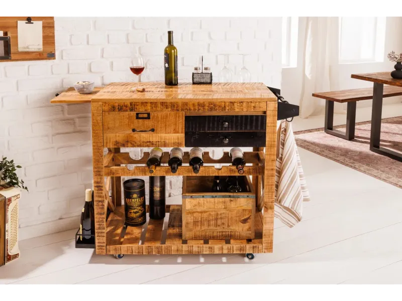 Meuble bar BODEGA 90 cm polyvalent en bois de manguier