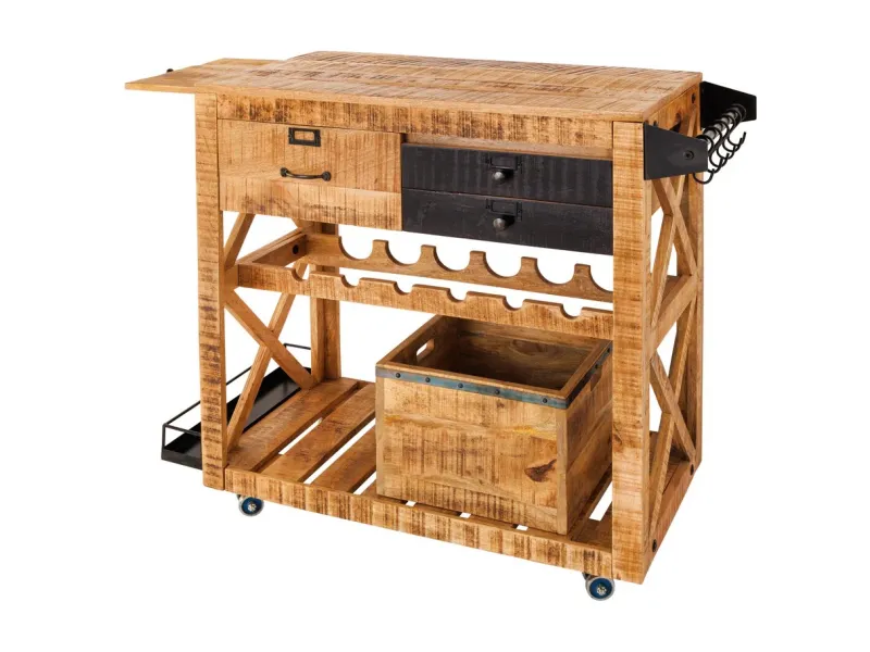 Meuble bar BODEGA 90 cm polyvalent en bois de manguier