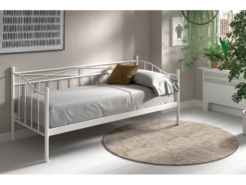 Lit fer forgé & lit métal |Lit banquette contemporain de 90x200 cm ...