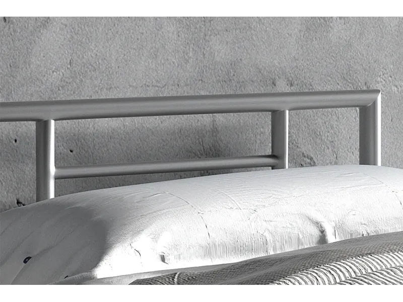 Lit fer forgé & lit métal |Lit moderne en métal coloris gris de 90x...