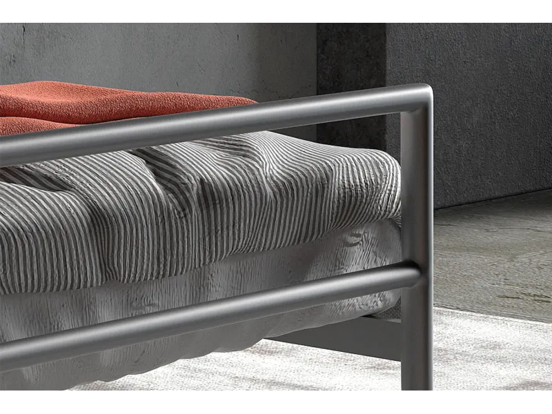 Lit fer forgé & lit métal |Lit moderne en métal coloris gris de 90x...