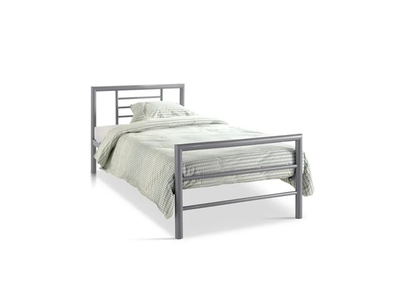 Lit fer forgé & lit métal |Lit moderne en métal coloris gris de 90x...