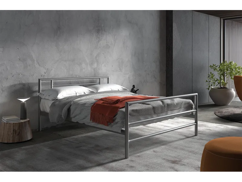 Lit fer forgé & lit métal |Lit moderne en métal gris de 140x200 cm ...