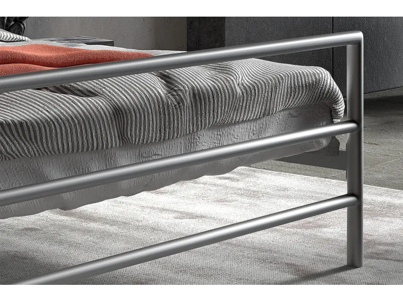 Lit fer forgé & lit métal |Lit moderne en métal gris de 140x200 cm ...