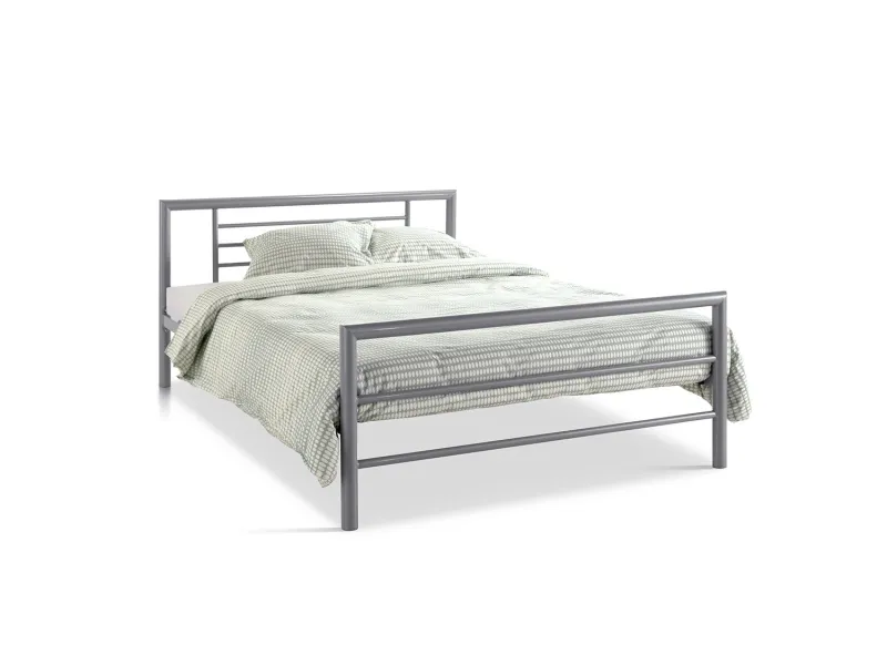 Lit fer forgé & lit métal |Lit moderne en métal gris de 140x200 cm ...