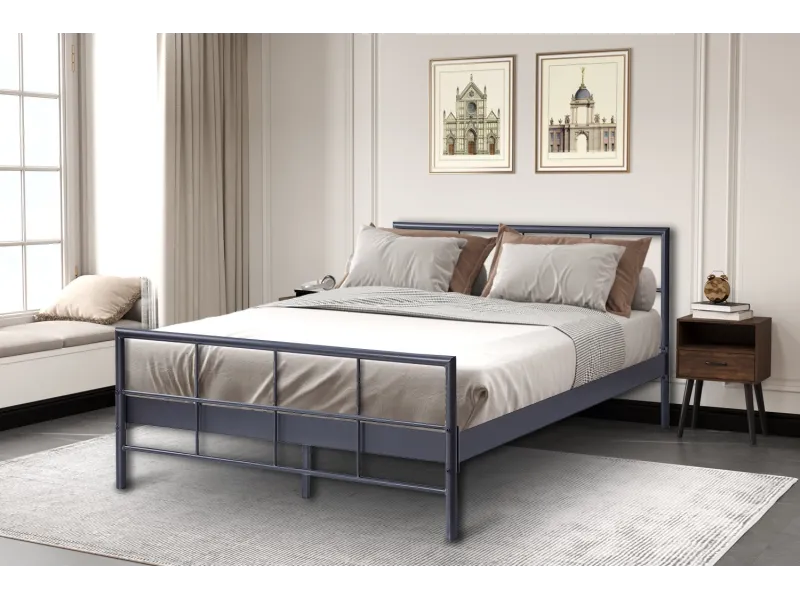 Lit fer forgé & lit métal |Lit adulte de 90x200 en métal coloris no...