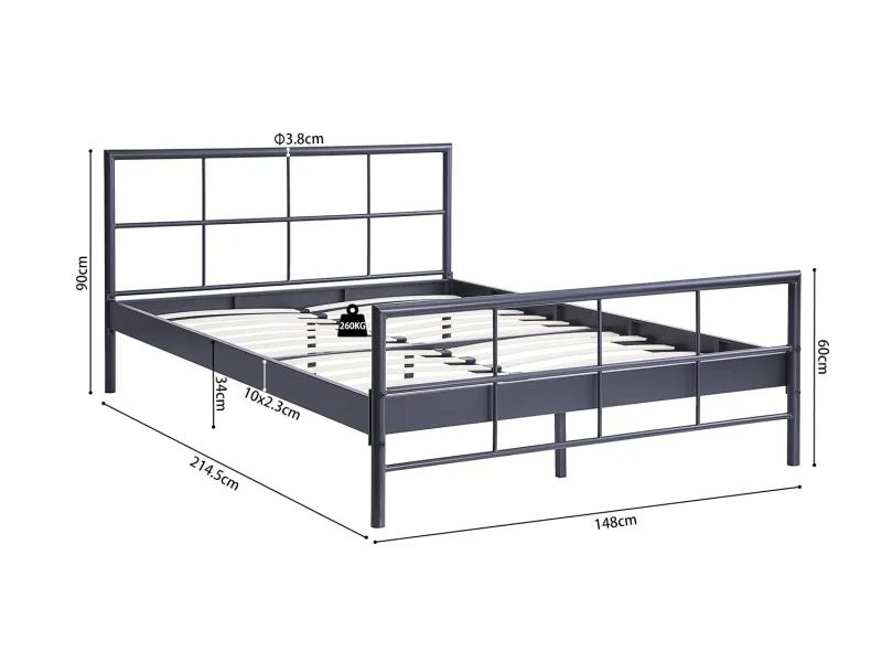 Lit fer forgé & lit métal |Lit adulte de 90x200 en métal coloris no...