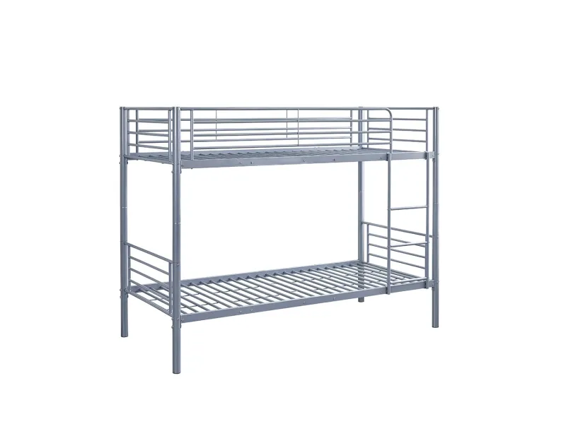 Lit superposé “Sammy” 90x200 cm divisible – Métal gris clair, robuste et modulable