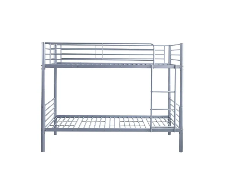 Lit superposé “Sammy” 90x200 cm divisible – Métal gris clair, robuste et modulable