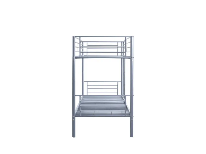 Lit superposé “Sammy” 90x200 cm divisible – Métal gris clair, robuste et modulable