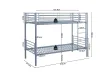 Lit superposé “Sammy” 90x200 cm divisible – Métal gris clair, robuste et modulable