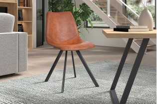 Chaise design rembourré, simili nubuck, coloris brun clair Chaises ... 2