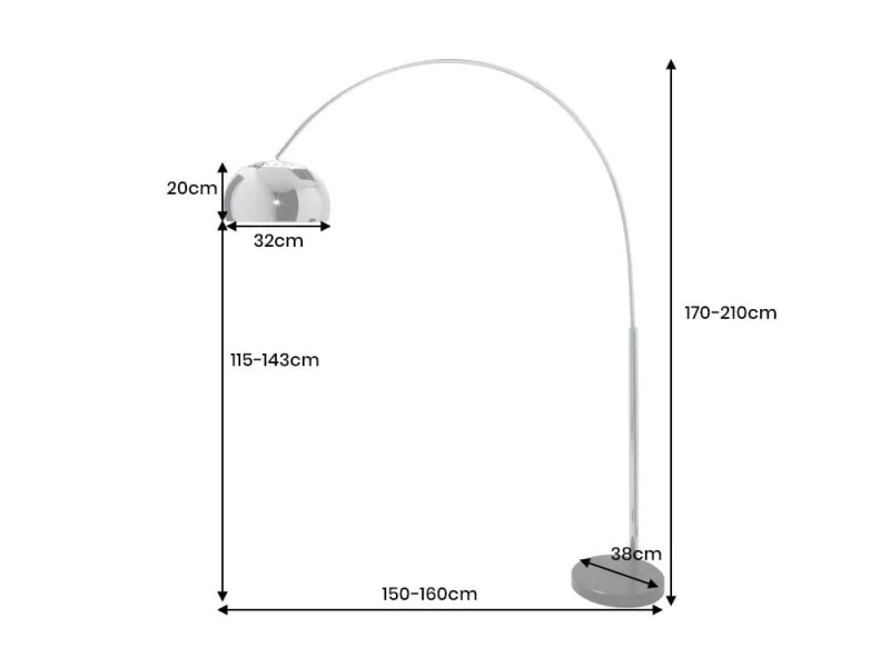 Lampadaire extensible de 175 à 205cm argenté Lampadaires |adeniahome.com