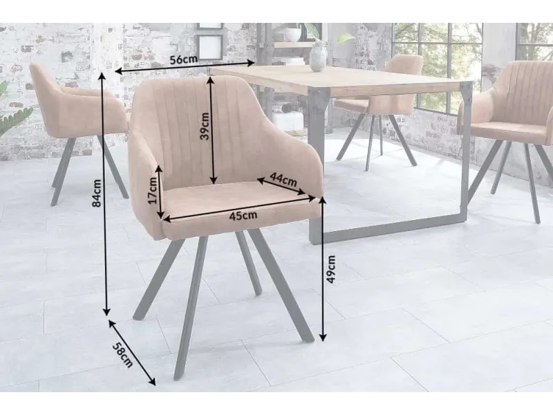 Chaise de salle à manger design vintage de couleur brun en microfib...