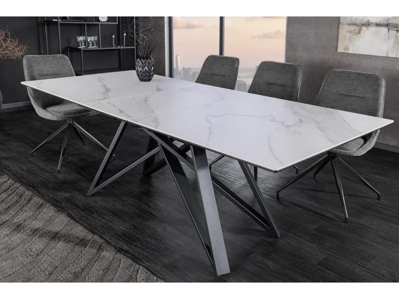 Table à manger extensible en céramique 180-225cm aspect marbre pas cher