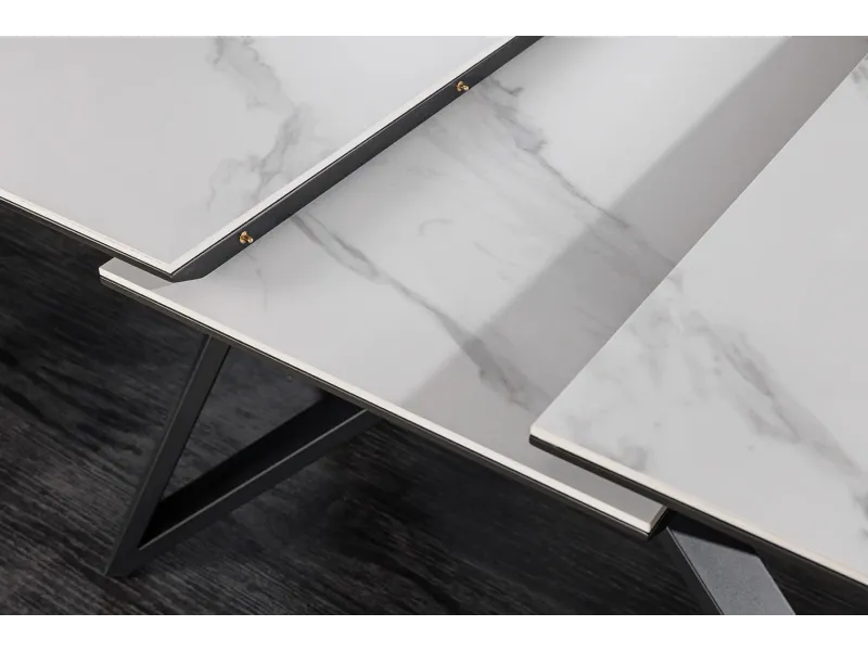 Table à manger extensible en céramique 180-225cm aspect marbre pas cher