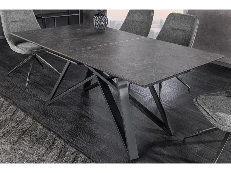 Table à manger extensible en céramique 180-225cm aspect marbre pas cher