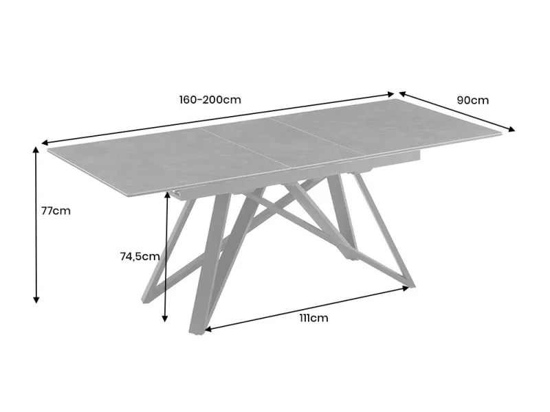 Table à manger extensible en céramique 180-225cm aspect marbre pas cher