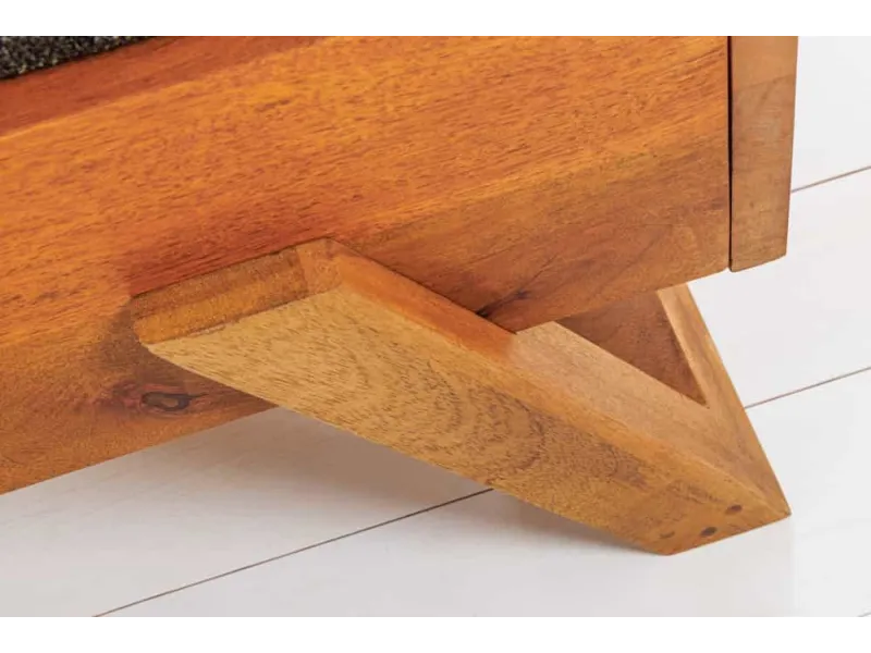 Lit en bois massif sculpté scorpion coloris noir 180x200cm pas cher