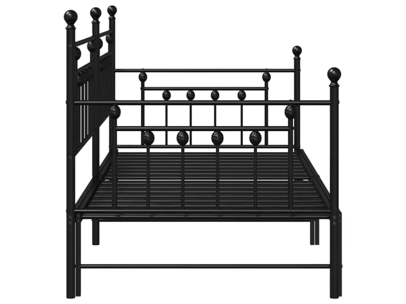 Cadre de lit de jour avec tête de lit Noir 90 x 200 cm Acier