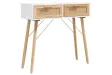 Table console Marron/Blanc 80x30x75 cm Bois massif pin/rotin naturel