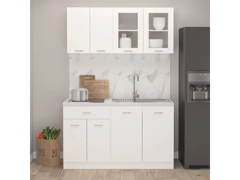 Ensemble de meubles de cuisine 4 pcs Blanc Aggloméré