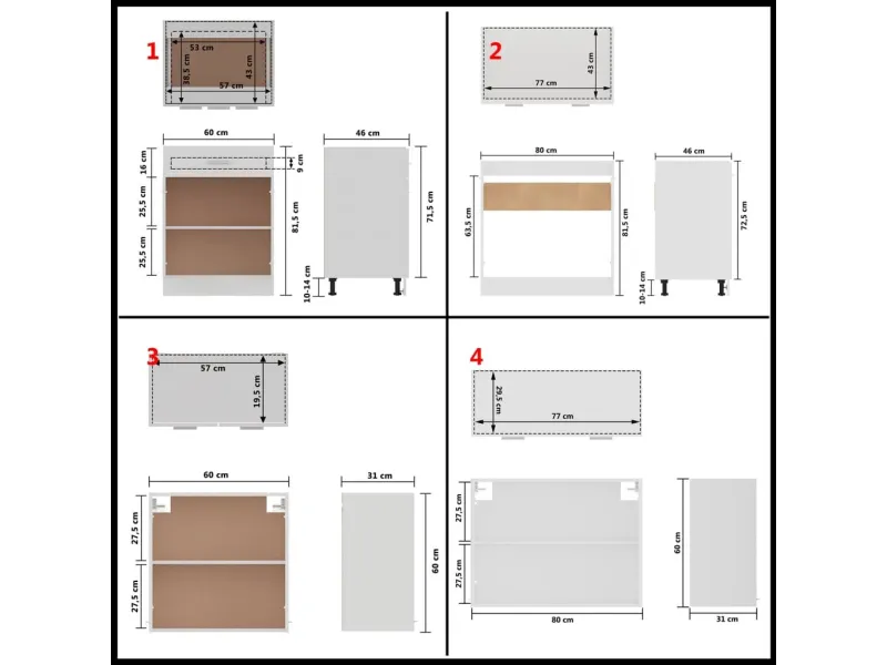 Ensemble de meubles de cuisine 4 pcs Blanc Aggloméré